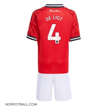 Billige Fotballdrakt Manchester United Matthijs de Ligt #4 Replika Hjemmedraktsett Barn 2025-26 Kortermet (med bukser)